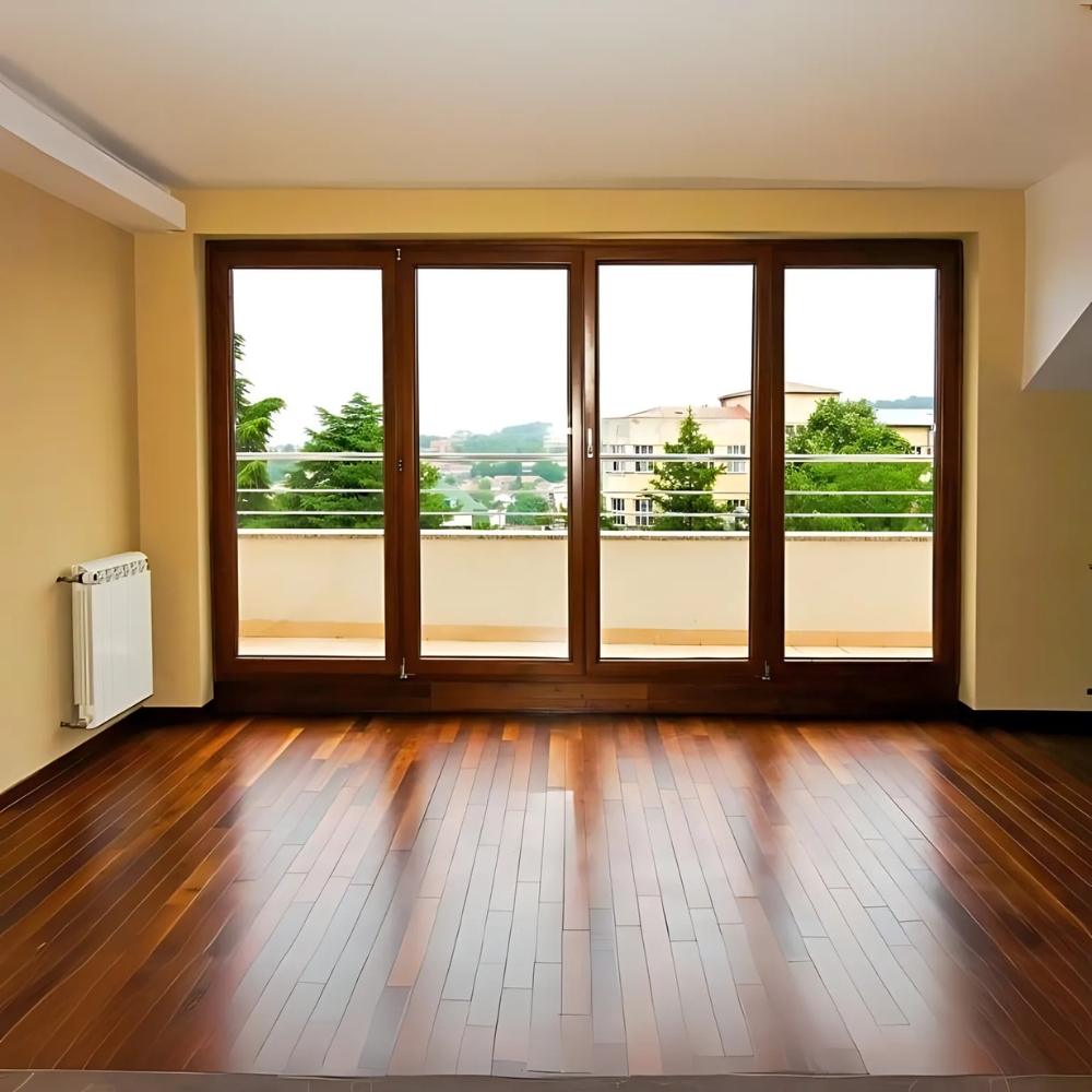 Timber French doors looking out to garden